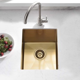 12 Inch Gold Bar Sink Undermount-Wesliv 12x16 Inch Small Bar Sink Gold Undermount Kitchen Sinks Wet Bar Prep 16 Gauge with Bottom Grid