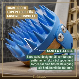 HELDSON® Premium Scalp Massage Brush - FSC®100% - Head Massage Brush - Scalp Massager Brush - Hair Massage Brush Hair - Hair Care Scalp Exfoliating - Head Massage - Scalp Scrub [Crystal Blue]