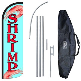 "Shrimp" 12-Foot King Size Complete Swooper Feather Flag and Case Set.Includes 12-Foot Flag, 15-Foot Pole, Ground Spike, and Carrying/Storage Case