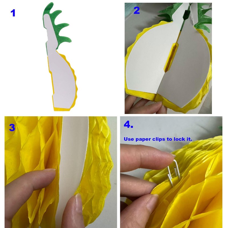 Alvogimor 3-Pack Pineapple Honeycomb Decorations,14 Inch, Paper Pineapple Table Hanging