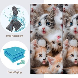 Turamurra Hand Towels Set of 2 Cute Cat Themed Towels for Bathroom Decorative, Bath Towels, Soft Absorbent Towels for Farmhouse Home Decor Gifts for Women 14 x 28 in