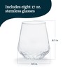 Libbey Hammered Stemless Wine Glasses Set of 8, 17-ounce, Dishwasher-Safe,