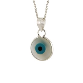 apop nyc 925 Sterling Silver White Blue Eye Pendant Necklace 20 inch