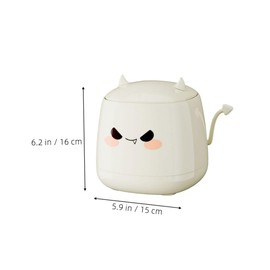 ORFOFE Cute Mini Desktop Trash Can with Press Lid Small Wastebasket for Office Home and Dormitory Easy to Operation Space Saving Garbage Bin Milky Design