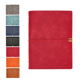 SagaSave Leather Journal, B5 Leather Notebook, 26.8 x 20.5 cm, 200 Pages Refillable Notepad Diary, Personal Pad Notes Travel Journal, Gift For Birthday Anniversary Women Men Him (Red)