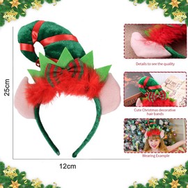 JAHEMU Christmas Headband Elves Christmas Headband Headbands Christmas Hair Accessories Party Headpiece for Adults and Children Pack of 3