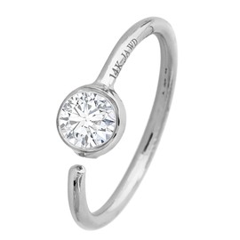 20G 14K White Gold Diamond Nose Hoop Ring 2.5mm(0.08ctw) Solitaire Bezel Set Diamond 8mm Twist-open Nostril Ring Cartilage Hoop Tragus Ring Unisex 14KNHBZ-WD25WG