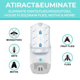 Zevo Fly Trap 2+2 Refills Plug-In UV Light Gnat & Fruit Fly Insect Catcher