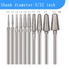 10 Pcs Ball Nosed Cone Shape Diamond Burr - 3/32