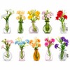 10-Pack Mini Vase Magnets for Fridge with Flowers, Glass Vases