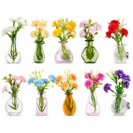 10-Pack Mini Vase Magnets for Fridge with Flowers, Glass Vases