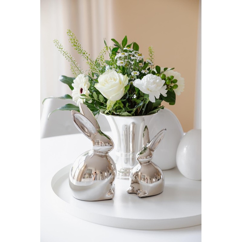 EDZARD Louis Rabbit Figurine (Height 13 cm) Nickel-Plated Aluminium Decorative