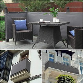 MENGH Balcony Privacy Screen, No Drilling, (315 Sizes and 6 Colours), Wind and UV Protection, 160 g/m², with Mounting Accessories, 100% Polyester, for Balcony Railing, Patio and Garden