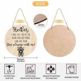 Beabes Welcome Sign Front Door Decoration Heifer I Will Put You in The Trunk 12in Wooden Hanging Wreath Rustic Style - Home Decor Outdoor