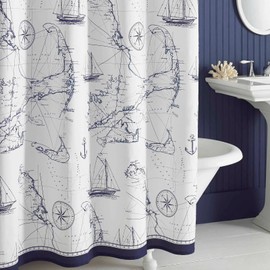 DS BATH Aviation Nautical Shower Curtains,Polyester Fabric Shower Curtain,Navy Shower Curtains for Bathroom,Printed Bathroom Curtains,Waterproof Decorative Bath Curtains,54" W x 72" H