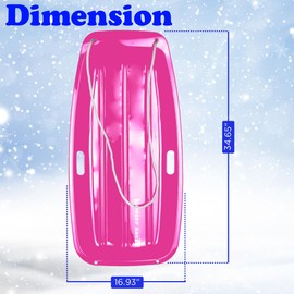 Slippery Racer Downhill Sprinter Flexible Kids Toddler Plastic Cold-Resistant Toboggan Snow Sled with Pull Rope and Handles -35 Inch (Pink, 3)