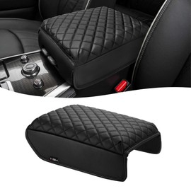 KBH Center Console Armrest Cover for Infiniti QX60 JX35, Nissan Pathfinder 2013-2020, Vinyl Leather Trim, Car Middle Console Lid Protector, Anti-Scratch, Black