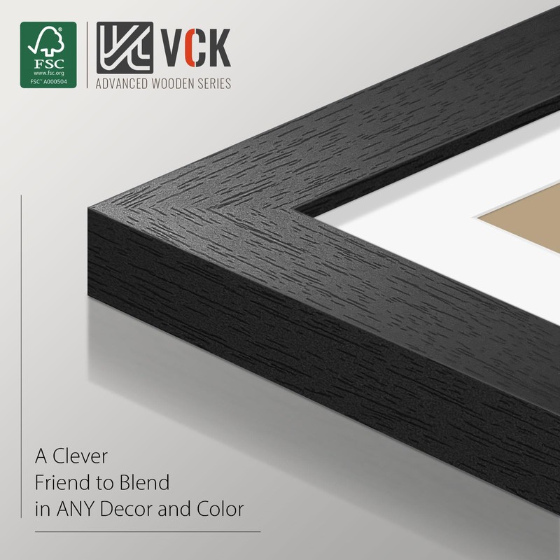 VCK 16x20 Picture Frame 4 Pack, Black Wood Poster Frame,