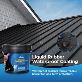 Liquid Rubber Waterproof Sealant, 35oz, Black, Flexible and UV Resistant, Roof Repair, Basements, RV, Campers, Trailers, Marine, EPDM, Masonry, Concrete