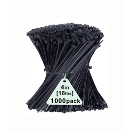 1000 Pack Zip Ties, 4inch Cable Ties Black, Small Plastic Tie Wraps, Tensile Strength 18lbs, Cable Management Self-Locking Heavy Duty Nylon Wire Ties UV Resistant for Indoor and Outdoor
