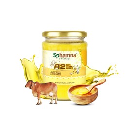 Sohamna Organics Premium A2 Gir Cow Cultured Desi Ghee 500ml | Natural Ghee | Vedic Bilona Method | Pure, Healthy, Non-GMO, Grass fed with Gut Health