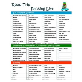 Ultimate Road Trip Planner Packing Checklist -Laminated & Double Sided - Never Forget Packing Items