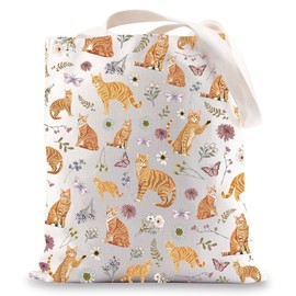 JNIAP Orange Tabby Cat Tote Bag Orange Tabby Cat Gift Tabby Cat Mom Gift Orange Tabby Cat Shoulder Bag, Orange Cat Tb, Large