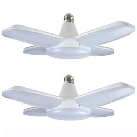 2 Pack LED Garage Light - 6000 Lumen 6500K Daylight 60W, Four Leaf Garage Organization Ceiling Lighting, White