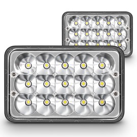 TRUE MODS 2pc Chrome 4x6 6x4 Inch LED Headlights Pair H4 2a1 1a1 High Low Sealed Beam H4652 H4666 H6545 H4651 H4656 for Freightliner Classic XL FLD 120 Peterbilt 379 Kenworth T600 T800 W900 Semi Truck