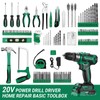 Green Drill Tool Kit Set: 20V Cordless Power Drill Tool