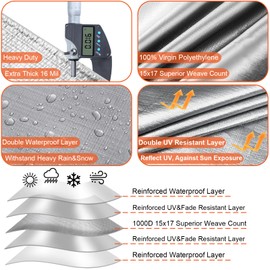 Bluyard Tarp Waterproof 8x10 Ft Heavy Duty Tarp Thicker 16 Mil Large Tarps with Brass Grommets and Reinforced Edges, UV&Fade Resistant Tear Resistant Plastic Tarp for Outdoor Camping Roof Pool Tent