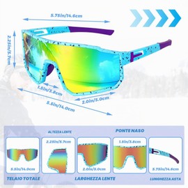 Apricitie 3 pezzi occhiali da ciclismo veloci, UV 400, sportivi, da sole, da corsa, MTB, bicicletta, per uomo e donna, bici da corsa, bicicletta, sci, rave, golf