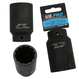 US PRO B1369 36mm 1/2'' Drive Double Deep Metric Impact Socket Bi Hex