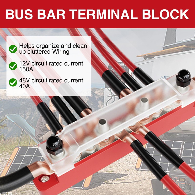 2 Pcs 150A 12V - 48V Bus Bar, 4 x