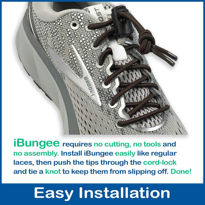 IBUNGEE LACES (Elastic No Tie Shoelaces (Brown, 42-Inch)