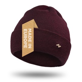 NYTTED® Merino Hat Made from 100% Finest Merino Wool for Men and Women, Cuddly Soft and Very Warm, Merino Beanie, Winter Hat, Wool Hat, Knitted Hat, bordeaux, Einheitsgröße