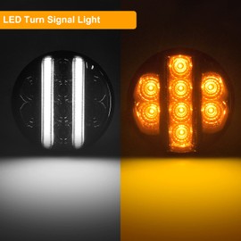 Aexploer for JK Front Turn Signal LED Lights Running Lamps Compatible with Wrangler JK JKU 2007-2018,White Vertical LED Bar as Daytime Running Lights,Amber Yellow LED as Turn Signal(Smoked Lens)