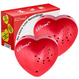 EZSound Teddy Bear Voice Recorder | 30 sec Stuffed Animal Voice Recorder for Kids | Recordable Stuffed Animal Insert | Push Button Build a Bear Heart | Sound Chip for Personal Messages, Gifts (Red)