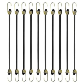 XUKZIMA 10 Pcs Short Bungee Cords with Hooks Bungee Cord Heavy Duty 24cm Bungee Straps Elastic Weatherproof Rubber Bungee Cords Black Elastic Straps for Bundling and Securing Small items