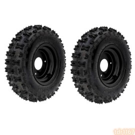 Unbranded 2 Pack Rear Tire Assembly Replacement for Mower ATV Buggy Scooter 4.10-6'' Black