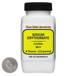 Eisen-Golden Laboratories Sodium Erythorbate [C6H7NaO6] 98+% USP-FCC Food Grade Powder 4 Oz in a Bottle
