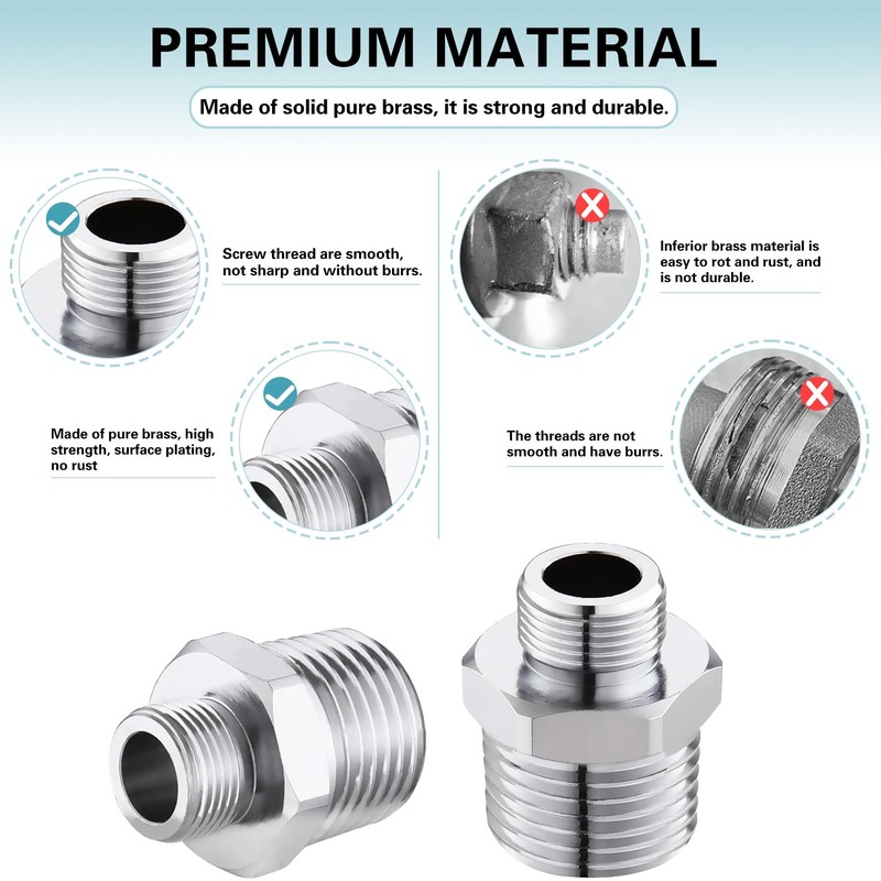 Happyreise Rv Faucet Adapter 1/2 to 3/8 Reducer,1/2 Male to