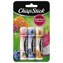 ChapStick Bálsamo labial, colección Superfood Pack de 3 – Fruta del dragón, arándano y miel de trébol, hidratante para labios secos, 0.15 onzas
