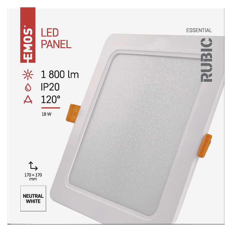 EMOS LED Panel 18W Square 1800lm Ceiling Light Recessed Light