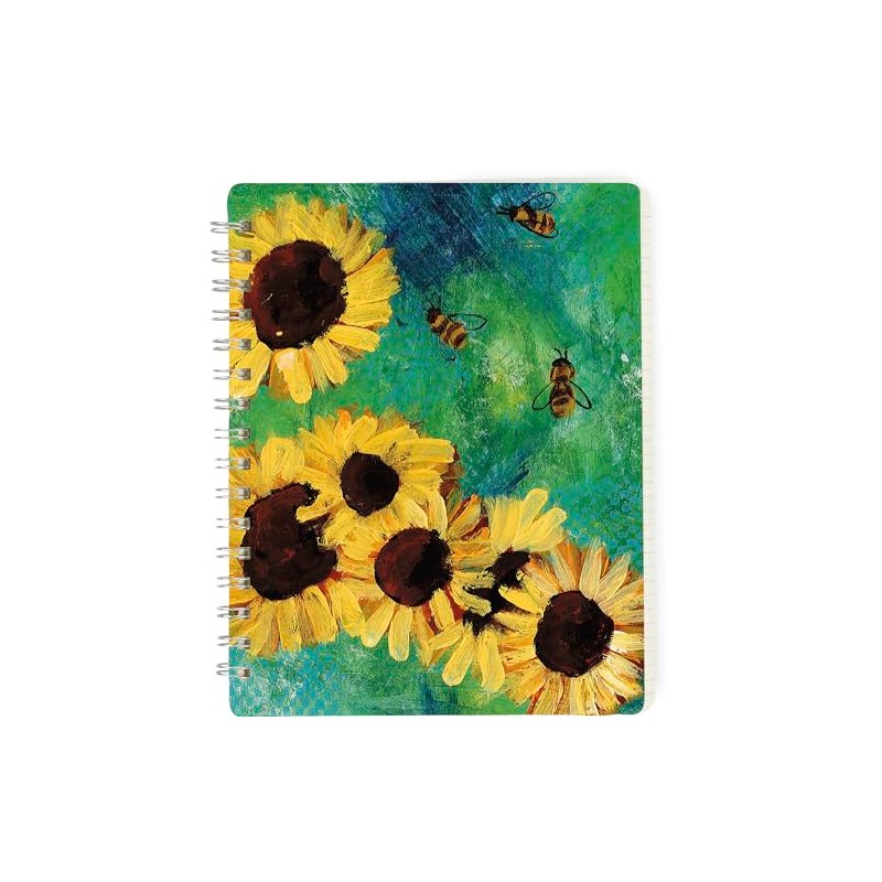 Sunflower & Bumble Bee Spiral Notebook Journal - 120 lined