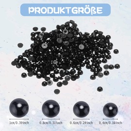 Semicircular Beads Black for Gluing, Half Beads for Crafts, Black Beads with Flat Back, Black Half Pearl Beads for DIY Crafts, Jewellery, Wedding, Dress, Nail Art, 10 mm, 100 Pieces