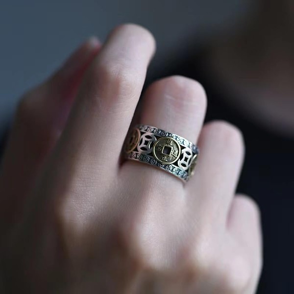 Metmejiao Richluck Max Force Five Emperors Coins Ring, Five Emperor