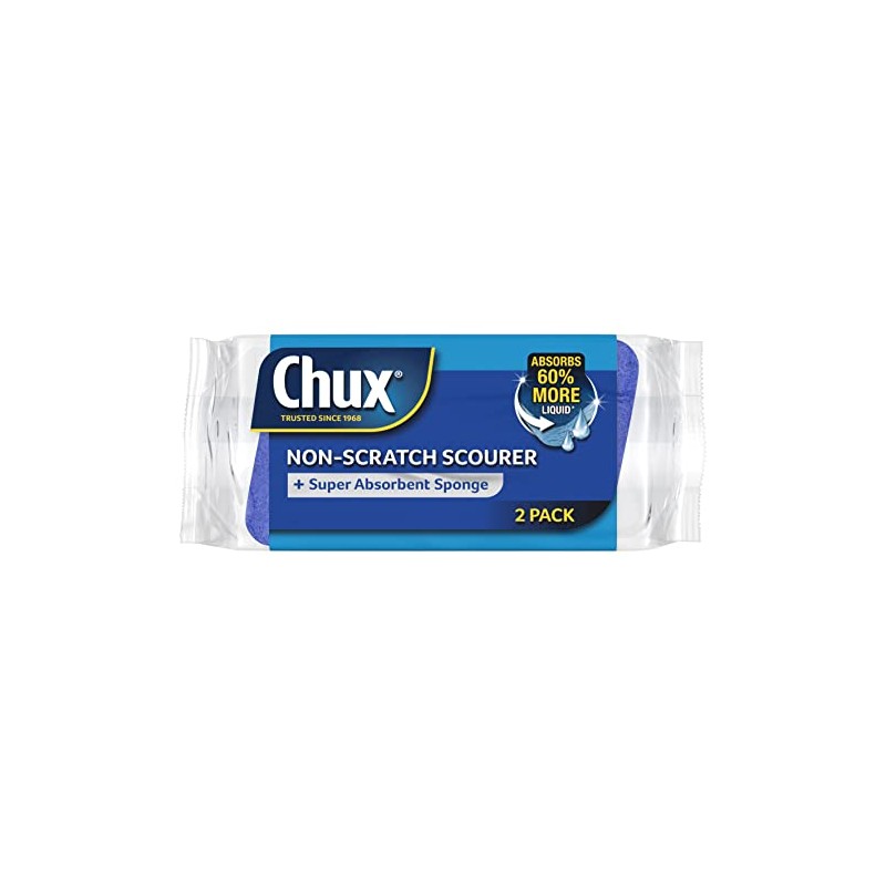 Chux Non-Scratch Scourer + Super Absorbent Sponge, Rinses Easily and