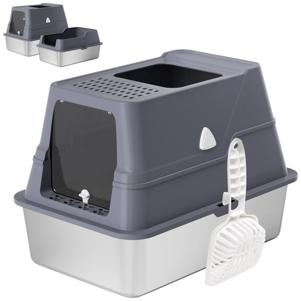 Modign Modign Stainless Steel Litter Box with Lid,XL Enclosed Extra