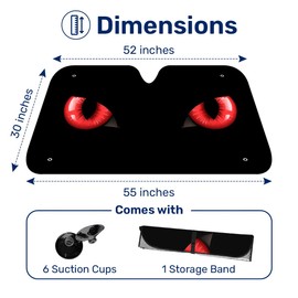 GENANY Evil Eyes Windshield Sun Shade for Car SUV Truck (55x30 inches), Sun Shade Windshield, Shades for Windows, Protector Blocks UV, Halloween Car Decor
